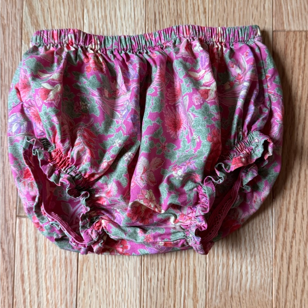 April Cornell Pink and Green Floral Dress and Bloomers, Baby Girl 12-18mos - Picture 8 of 10